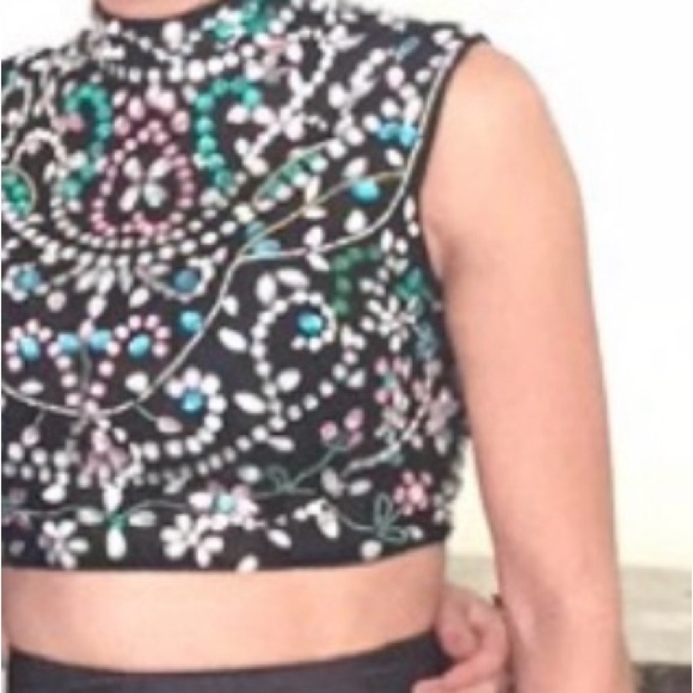 Elegant Black Beaded 2 piece Evening Gown